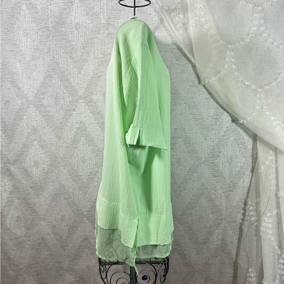 DKNY bubble crepe round band cutout crew neck chiffon blouse size XL - Picture 8 of 9